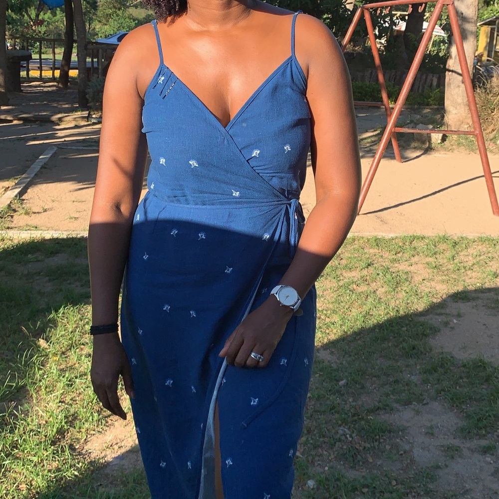 light as air linen printed floral slit dress